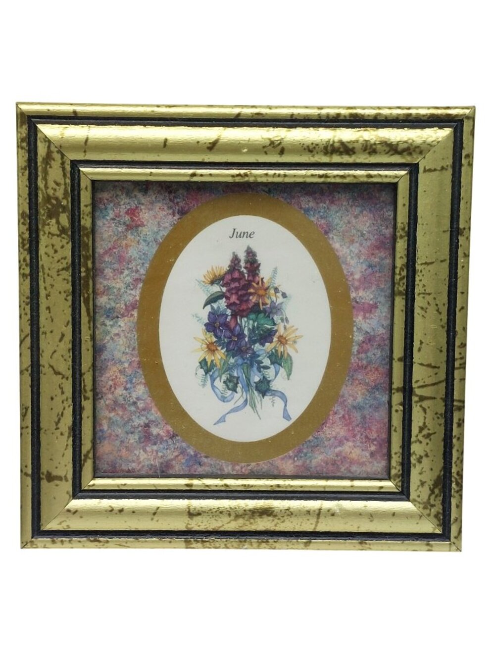 Vintage 1993 A. Renee Dollar June Floral Botanical Print Framed Miniature Art